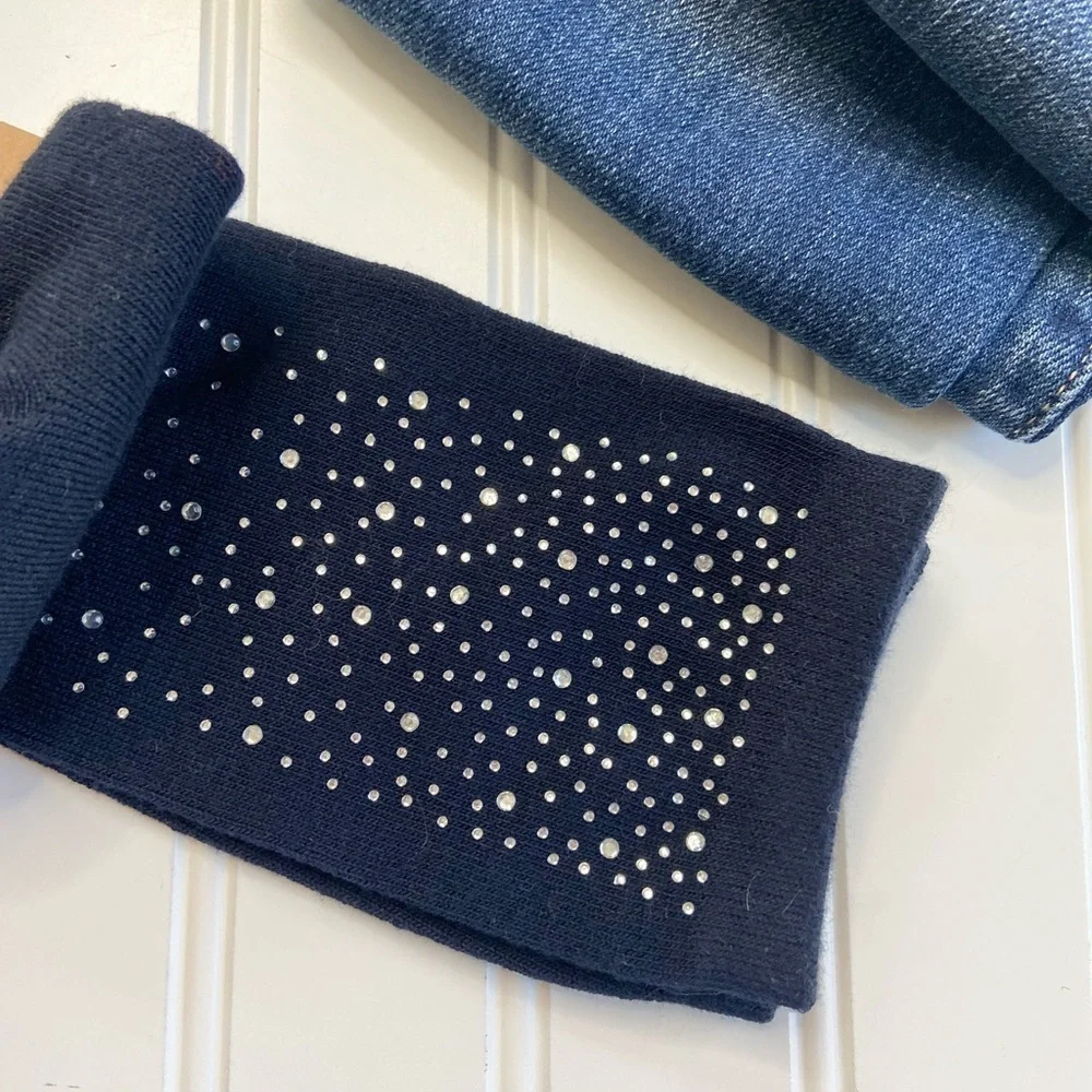 Crystal Sprinkle Knee Socks-navy